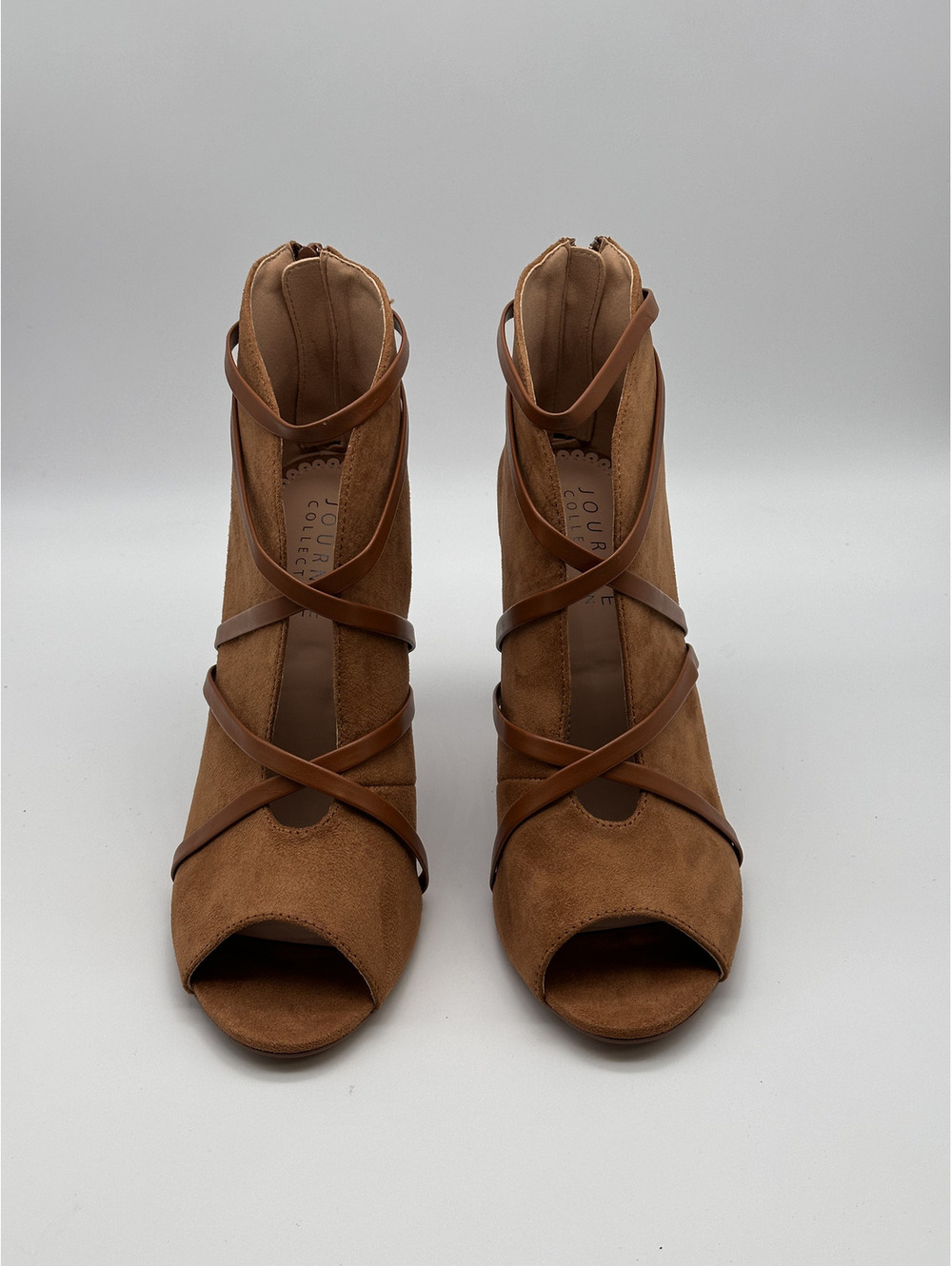 White Mountain Samara Cognac Peep Toe Booties Size 11 Wide